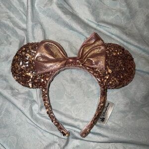 Disney Parks Rose Gold Sequin Minnie Ears Headband